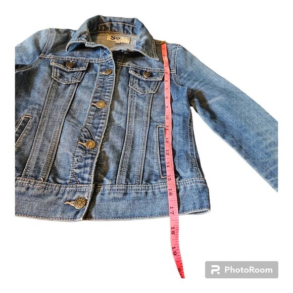 SO XS Button Up Long Sleeve Collared Cotton, Polyester Denim Jacket - Picture 8 of 9